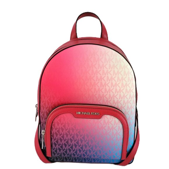 Michael Kors Jaycee Medium Zip Pocket Backpack MK Dark Raspberry Multi Ombre - Picture 1 of 8